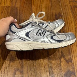 New Balance Kids' Silver and White Sneakers